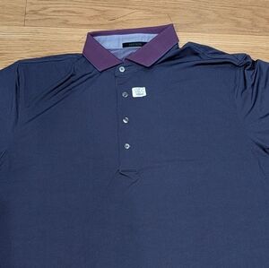 Greyson Knit Collar Polo Mens Large Purple Contrast Collar Performance NWOT
